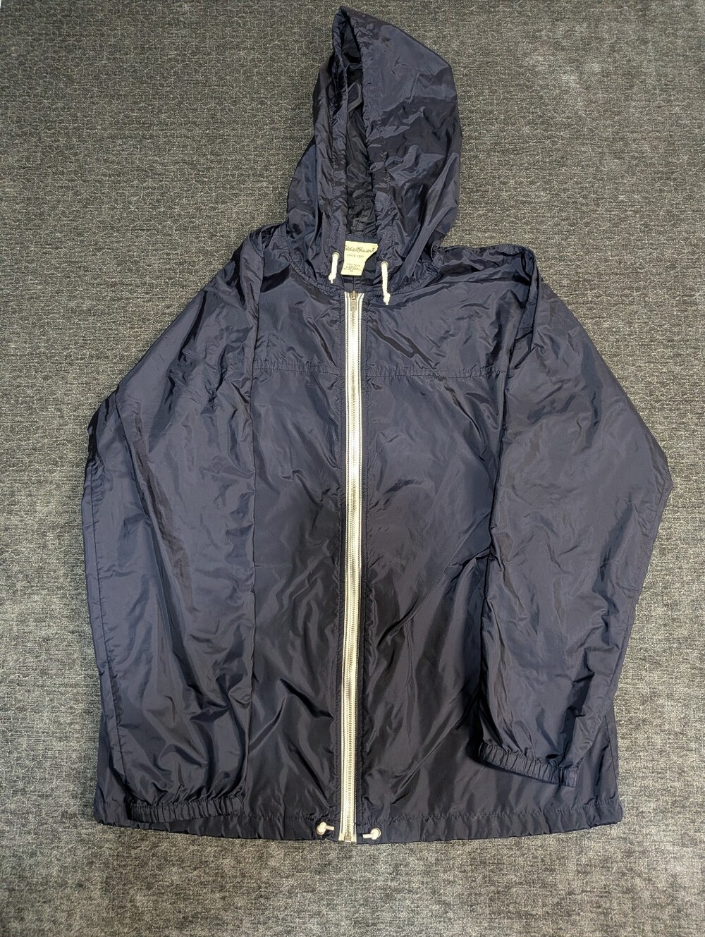 Eddie Bauer Jacket Adult Medium Navy Blue Hooded Windbreaker Outdoor Softshell